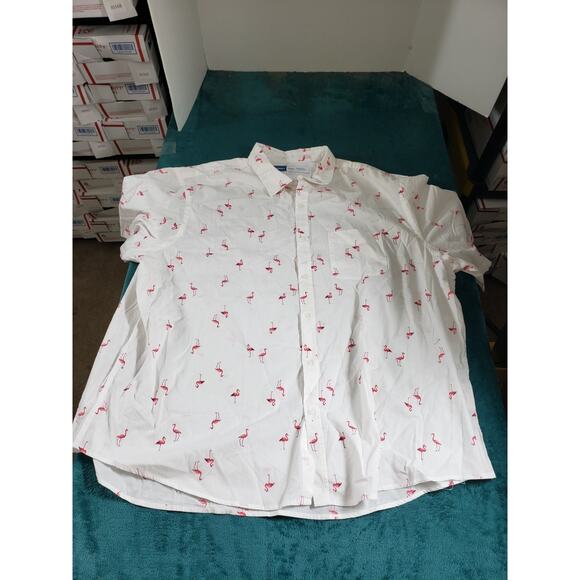 Old Navy Other - Old Navy Shirt Size 4XL XXXXL Mens Short Sleeve Button Up Flamingo NWT